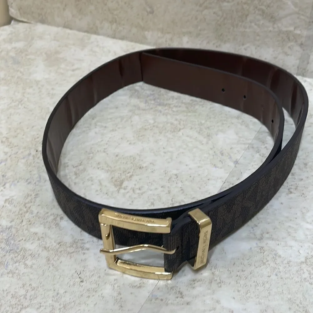 MICHAEL KORS SYNTHETIC‎ LEATHER MK DESIGN BELT IN BROWN